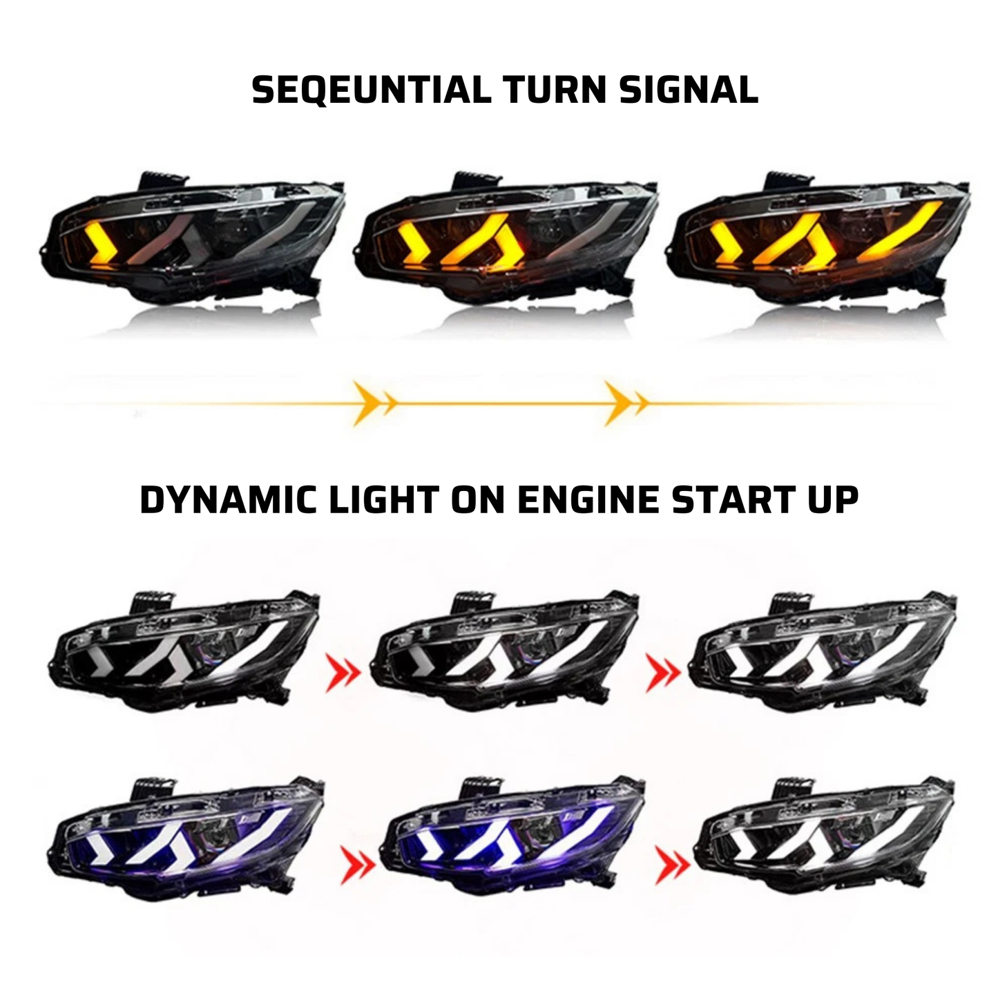 Lambo Inspired Sequential Headlights - 10th Gen Civic