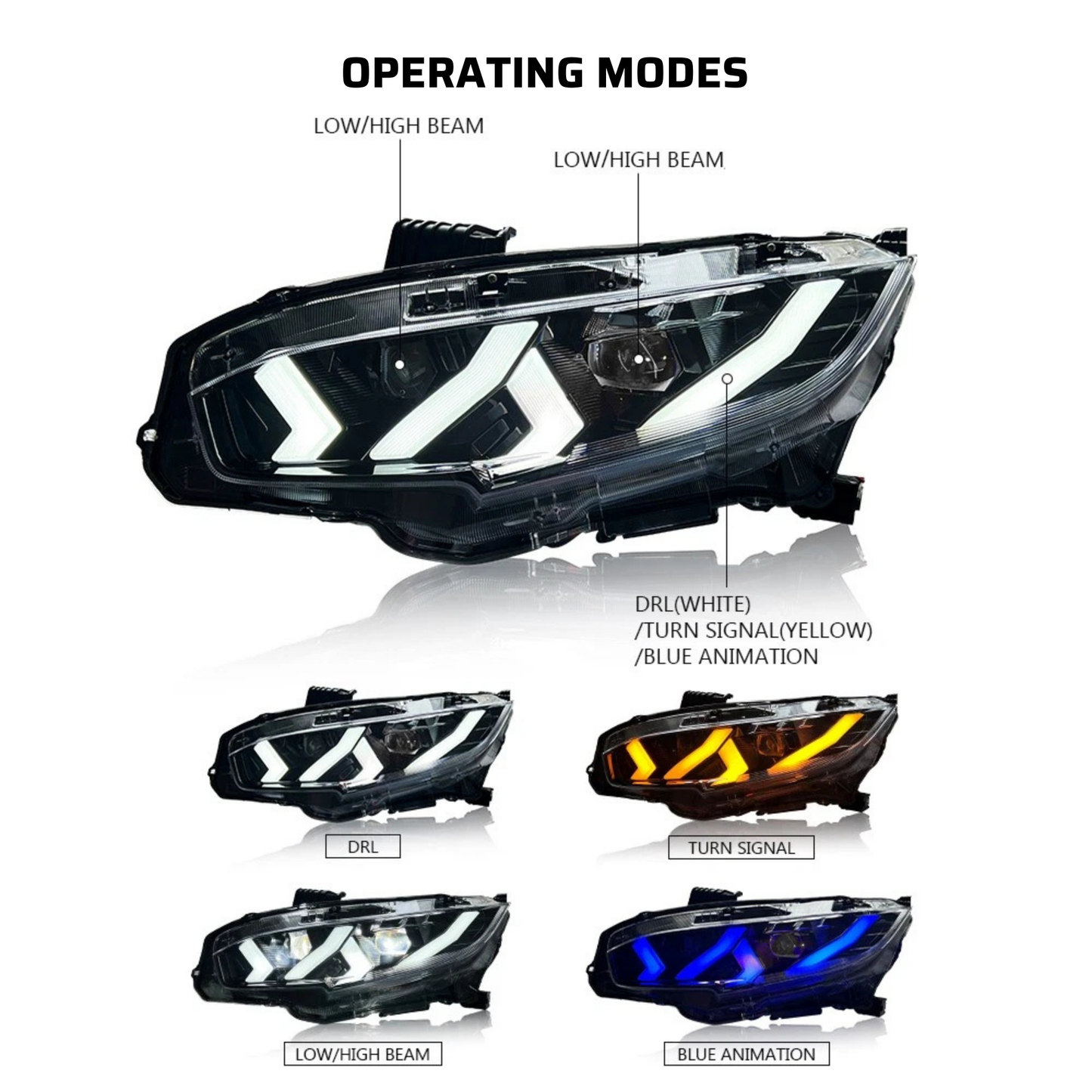 Lambo Inspired Sequential Headlights - 10th Gen Civic