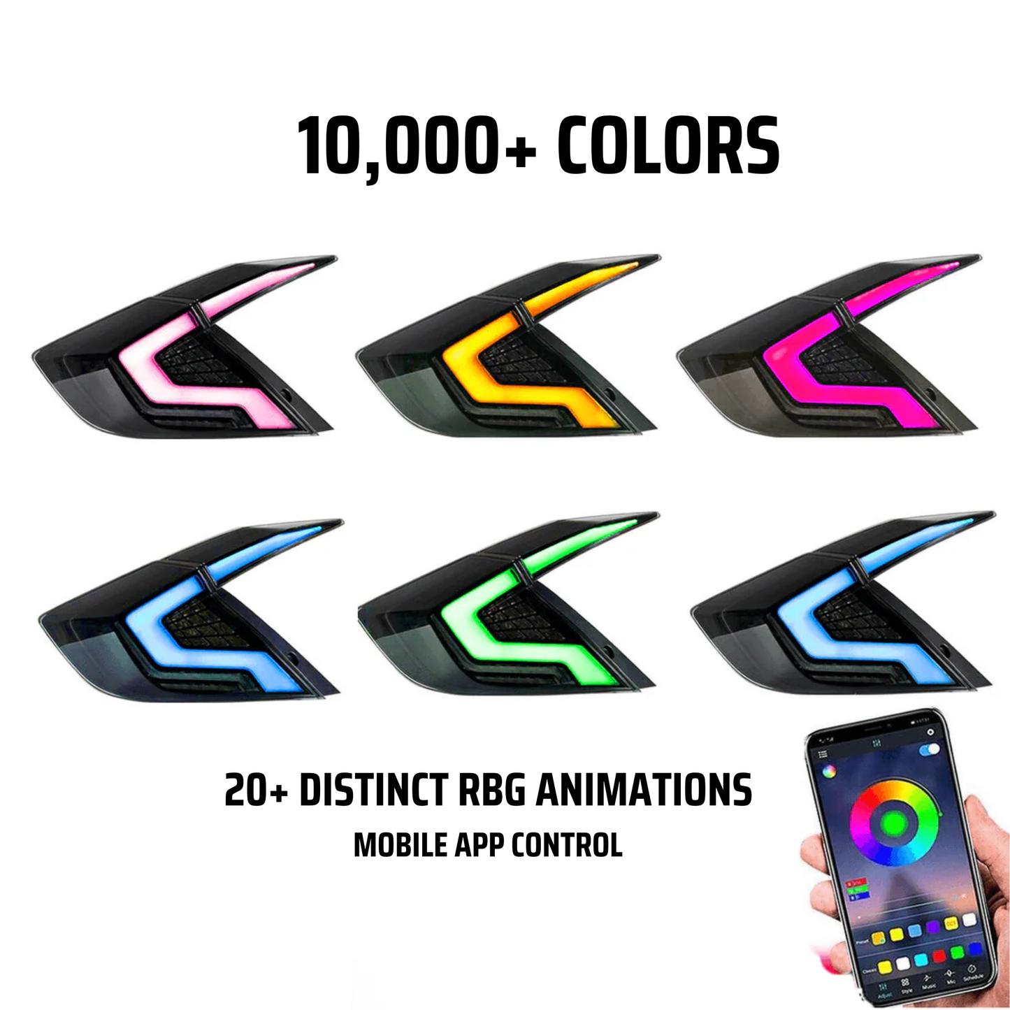 APX Phantom Blade RGB Taillights for 2016-2021 Civic Sedan